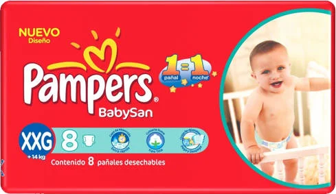 Pampers babysan XXG x 8 unidades